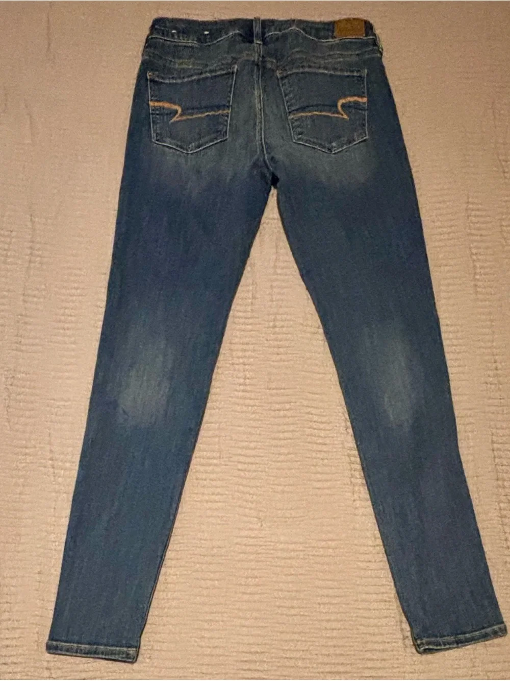 American Eagle Outfitters Women's Medium-Dark Blue Super Stretch Jeggings - Picture 6 of 8